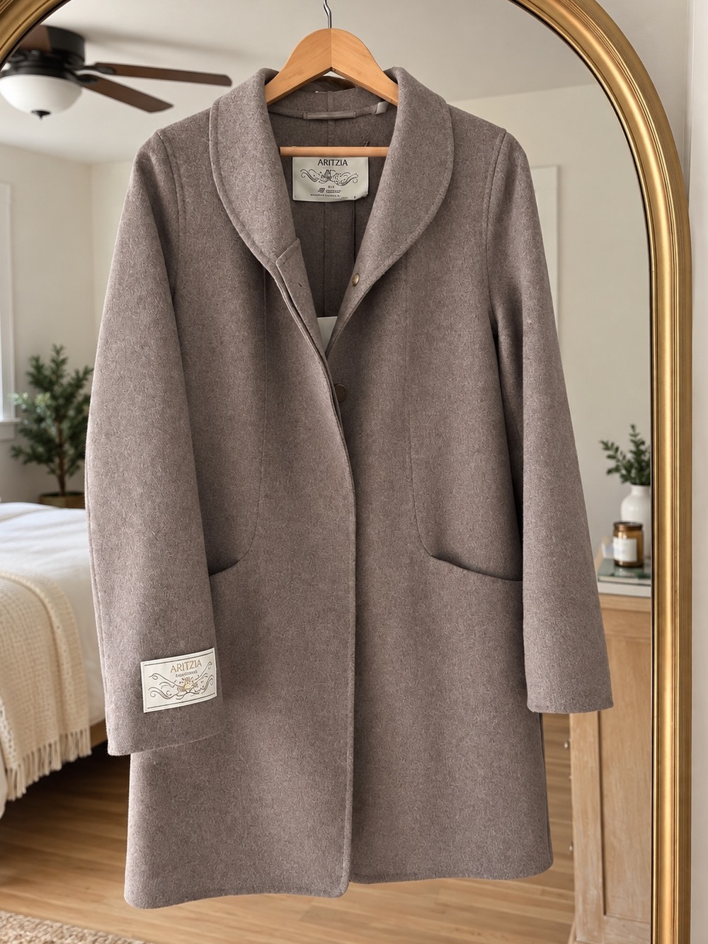 NWT Heather Dark Taupe ARITZIA Women’s Wool-Blend Coat SIZE XS